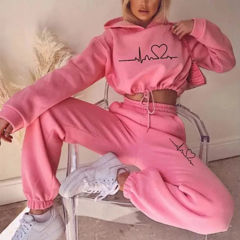 Women Winter Apparel: Sports 2 PC Sweatshirt Pullover Hoodie and Sweatpants Outfits 2025 / Rungear