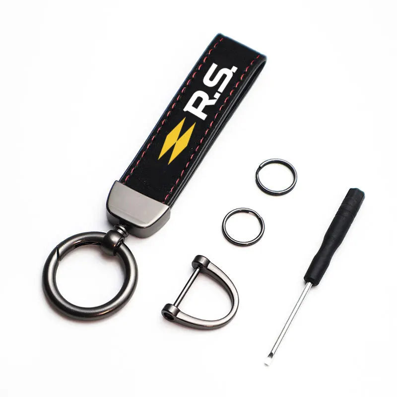PU Leather Horseshoe Keychain – Premium Car Key Ring Holder for Renault RS | RUNGEAR