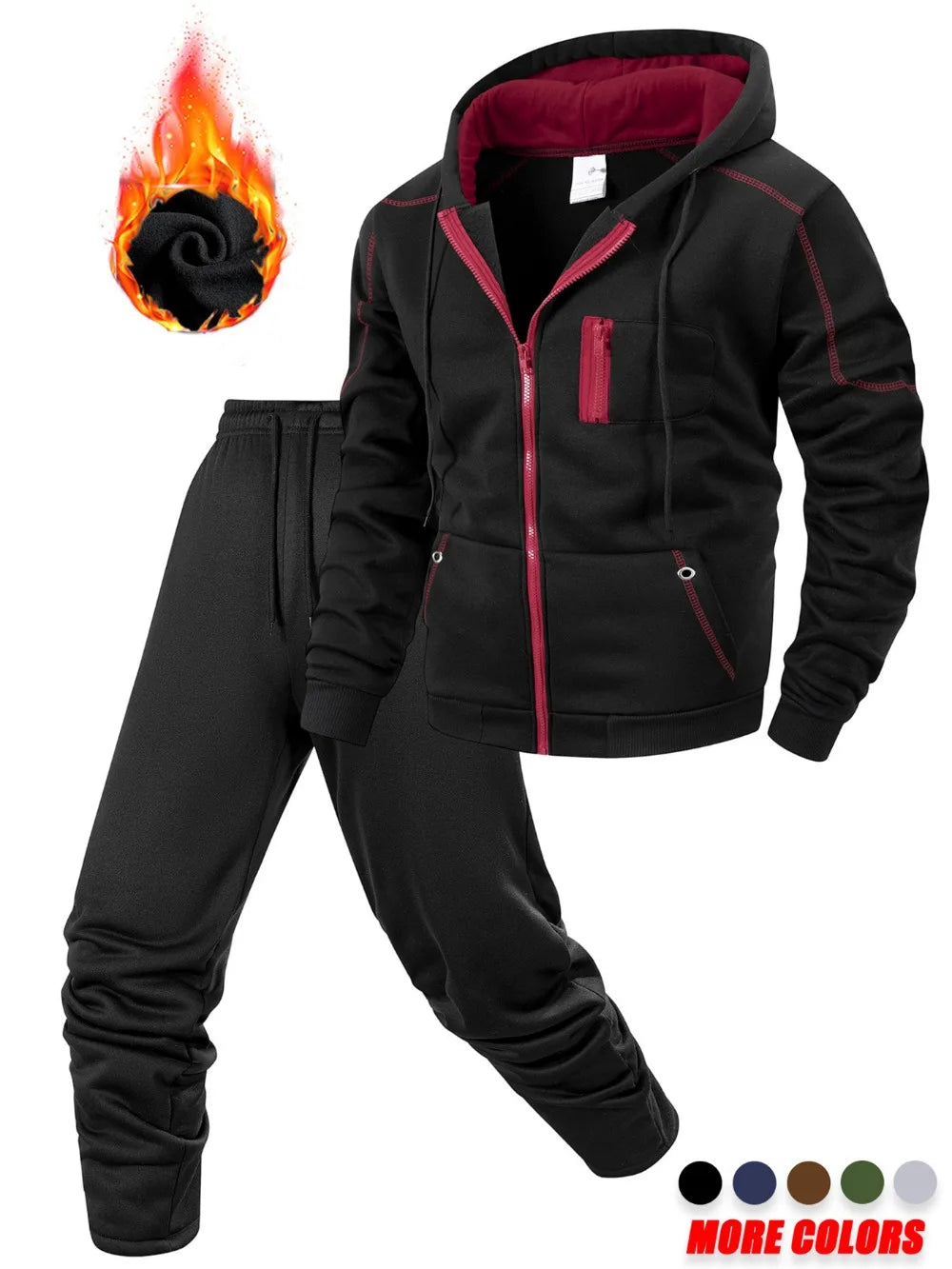 Men's Winter Apparel: Sporty Casual Jogging Hooded Sweatshirt + Tracksuit Pants / Rungear