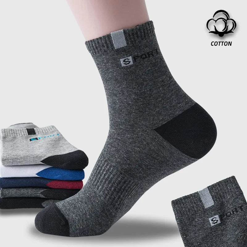Men's Socks Accessories: Breathable, High-Elastic, Middle Tube Towel Cotton Socks for Running, Hiking / Rungear