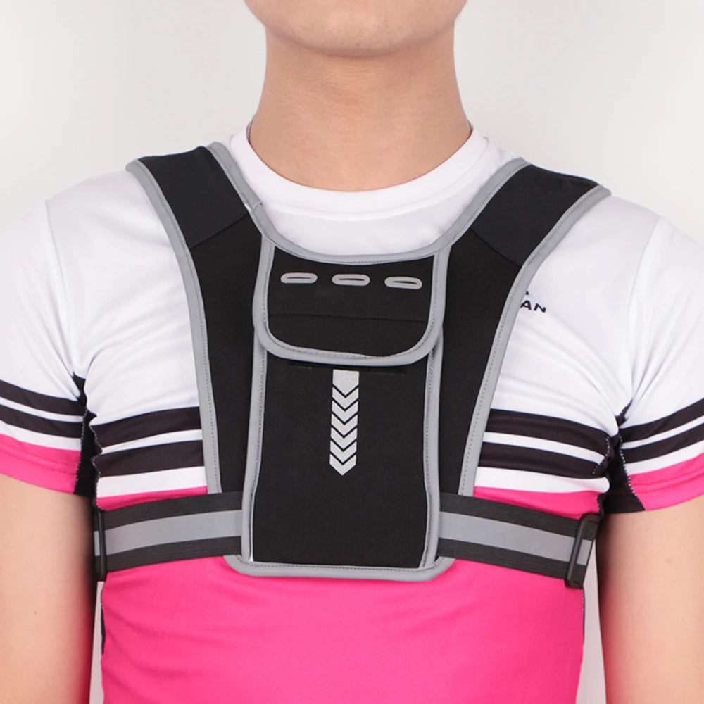 Reflective Night Running Vest with Phone Holder & Water Bottle Holder – Lightweight Safety Vest for Running, Hiking & Training | RUNGEAR