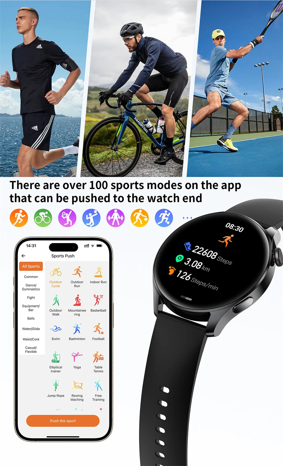 Tech Accessories Gear: 2026 New Smart Watch For Men HD AMOLED Screen, GPS, Motion Heart Rate, Bluetooth, Calls / Rungear