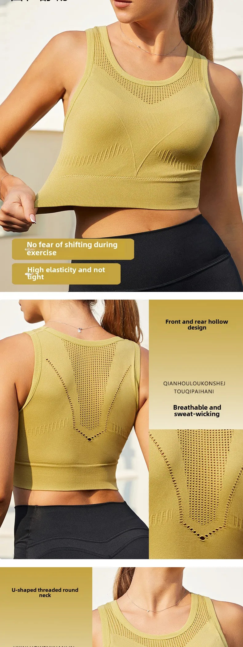 Women's Running Apparel: Fitness Fixed Pad, Push Up Sports Bra Crop Top / Rungear