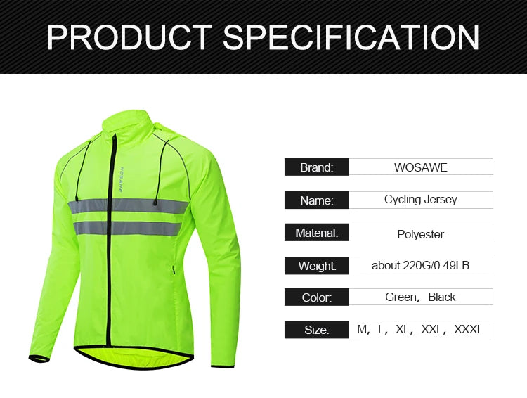 WOSAWE Men's Packable Reflective Windproof Windbreaker Jacket