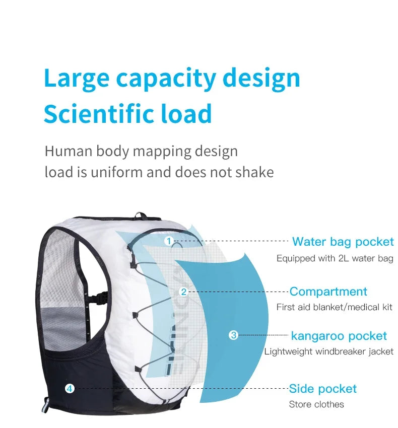 AONIJIE C9108S Lightweight Hydration Backpack – Running, Hiking & Marathon Water Bladder Pack
