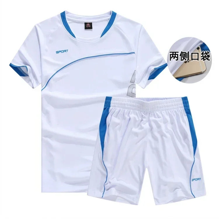 Men's 2-Piece Running Sports Set – Short Sleeve Jersey & Shorts | Gym, Football & Fitness