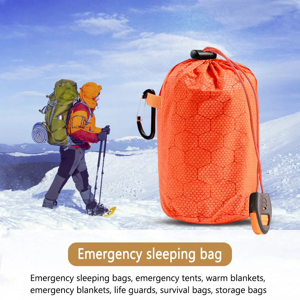 RUNGEAR Emergency Thermal Survival Sleeping Bag | Waterproof PE Aluminium Bivy Sack for Trail Running, Hiking & Camping