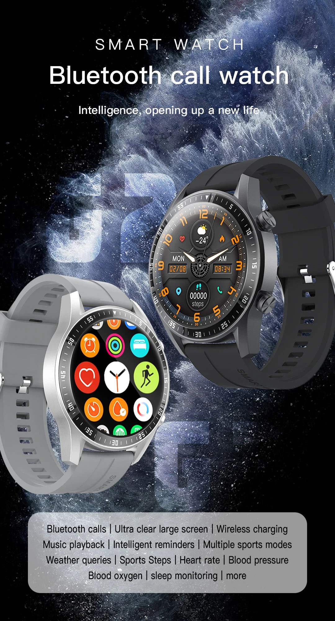 Men's Sport Smart Watch — Fitness Tracker with Heart Rate, Blood Pressure & Calorie Monitor