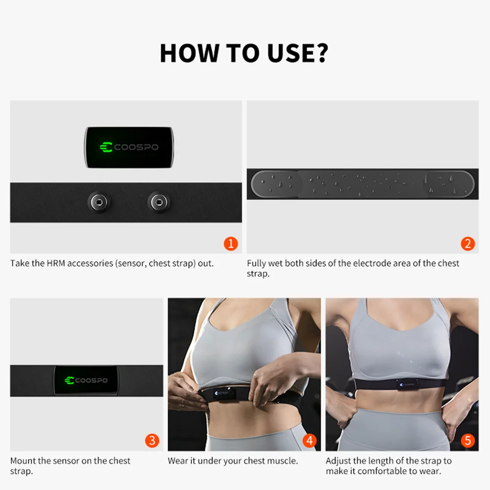 COOSPO H9Z Heart Rate Monitor Chest Strap | Bluetooth 5.0 & ANT+ | IP67 Waterproof