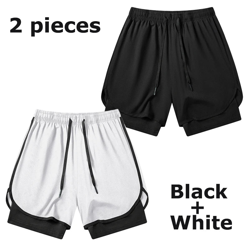 Men's Quick-Dry Apparel: Quick Dry, Stretchy 2 in 1 Running Workout Performance Activewear Shorts with Phone Pocket, Towel Loop / Rungear