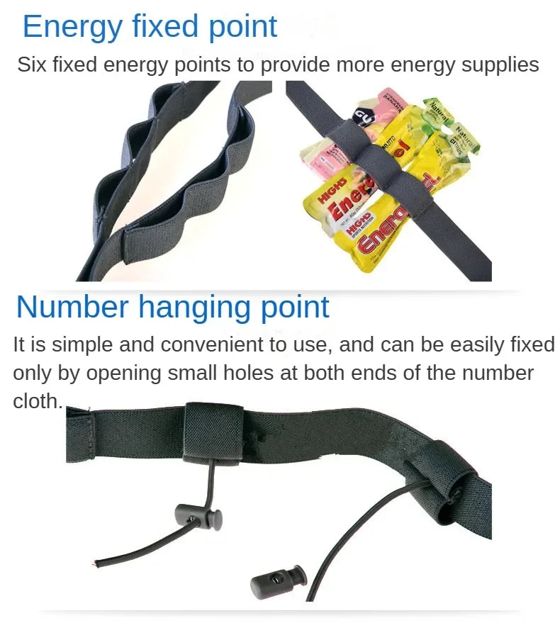 Running Accessories: 1PC Unisex Number Belt, Racing Belt With Gel Holder / Rungear