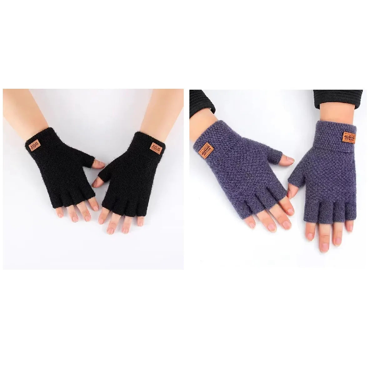 Winter Men's gloves: Warm, Thick Wool, Half Finger Fingerless Gloves / Rungear