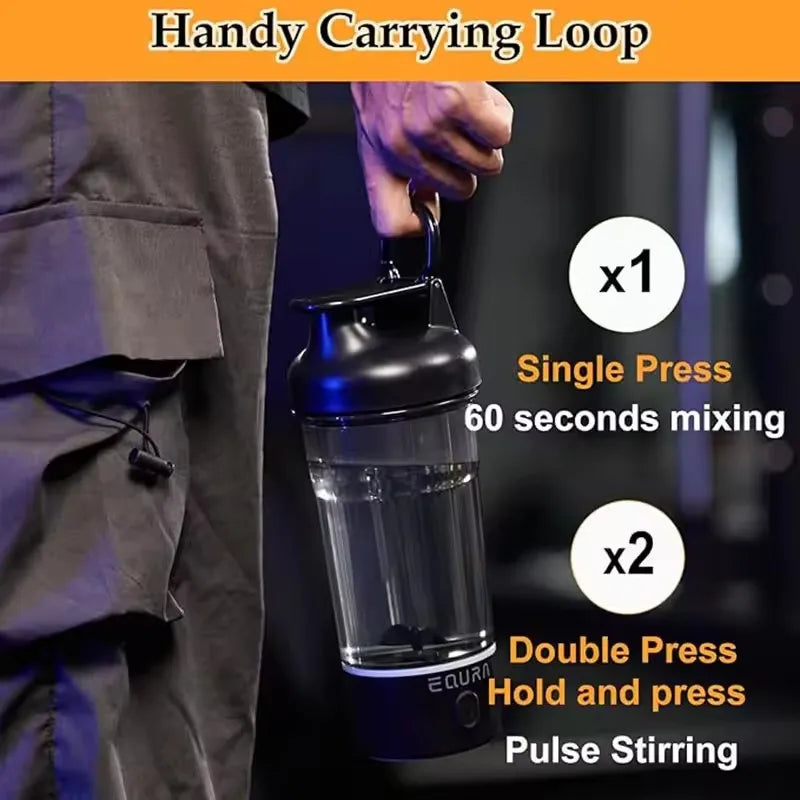 Hydration Gear Accessories: 500ML Portable USB, C Rechargeable Electric Protein Shake Pulse Blender Bottle, BPA Free / Rungear