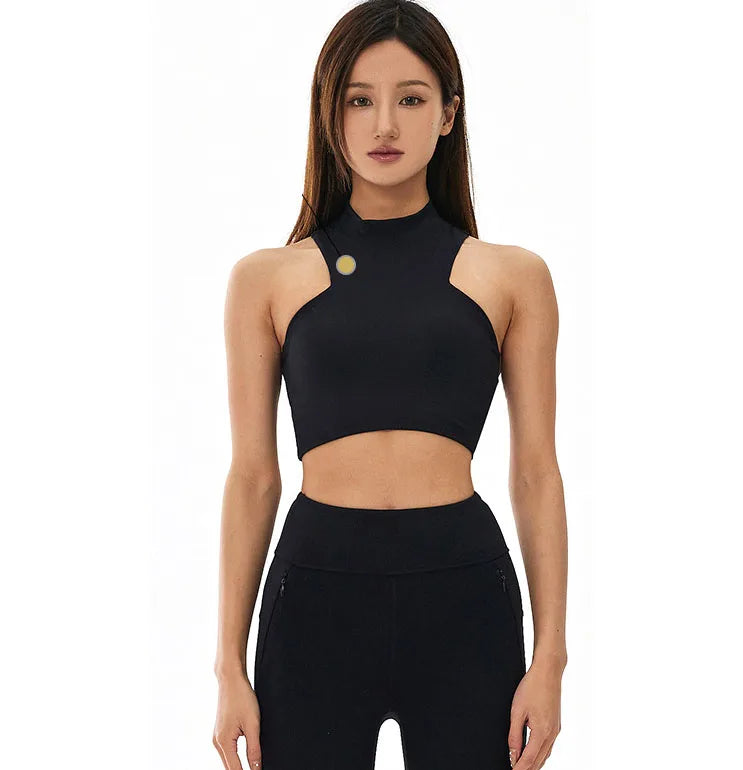Women's High Neck Compression Sports Bra | Quick Dry, Elastic Back | RUNGEAR