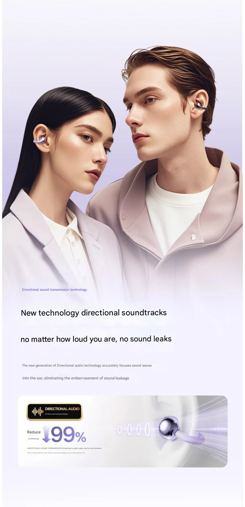 Running Earbud Accessories: Wireless, Comfortable, Bluetooth, Bone Conduction, Clip-on-Ear Earbuds 5.4 Comfortable with Digital Display / Rungear