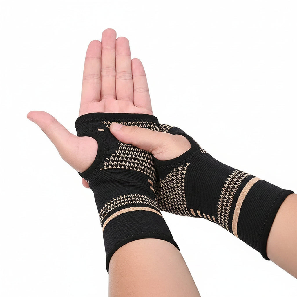 Running Recovery Apparel: AOLIKES 1 Pair Wrist Support Sleeves, Copper Infused, Injury Recovery, Left Right, Arthritis / Rungear