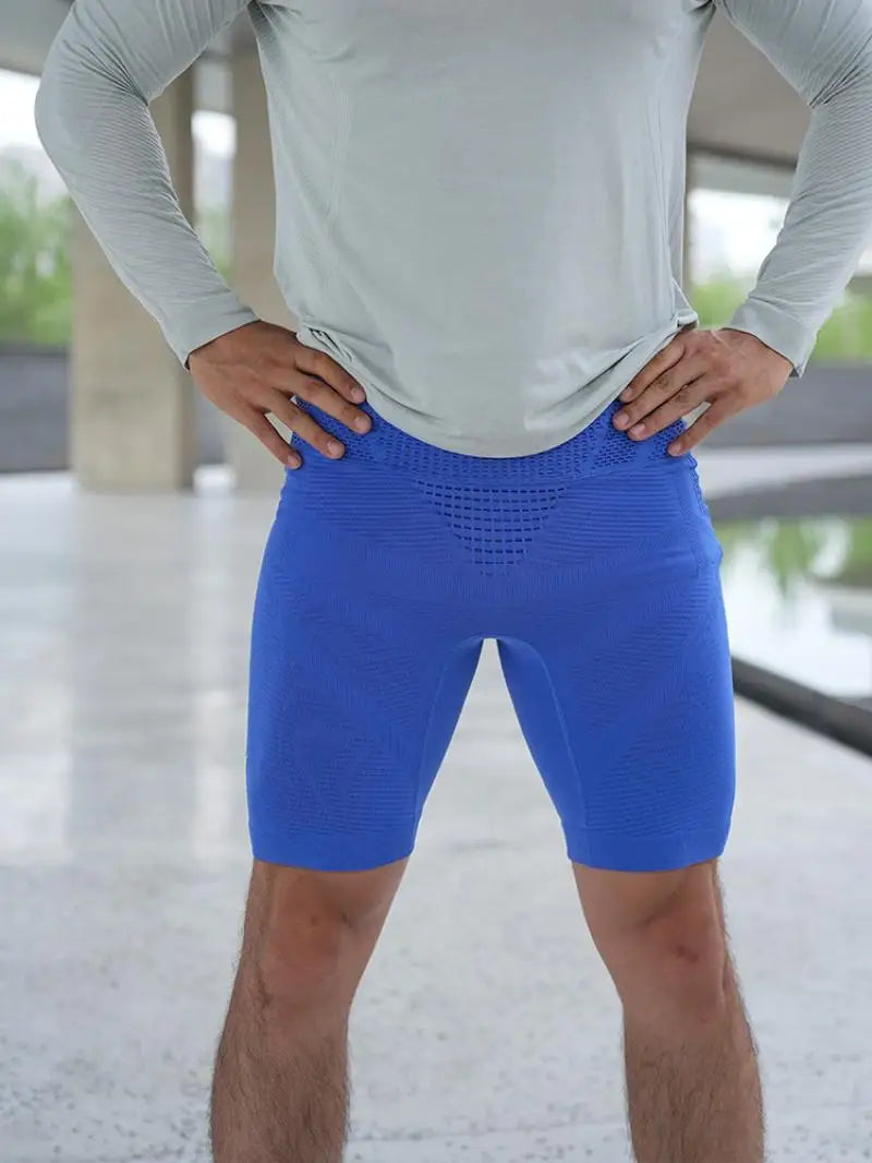Men's Compression Running Shorts with Pockets | Quick-Dry Nylon-Elastane Athletic Shorts