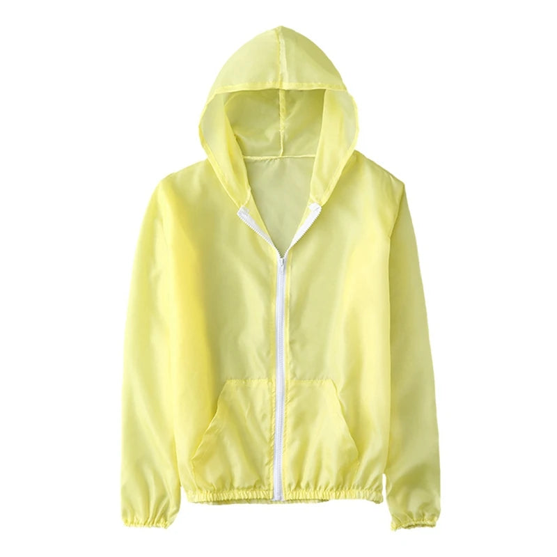 Women's Sun Protection Windbreaker – Lightweight, Hooded, Full-Zip | Outdoor Sports & Casual | S–M