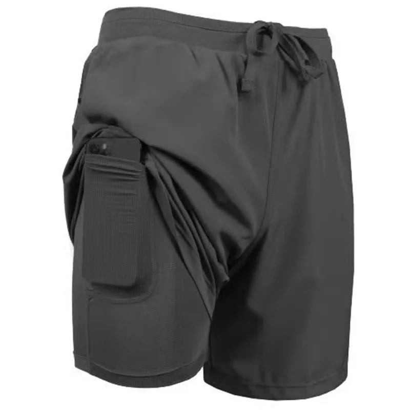 Men's Double-Layer Shorts: Quick Dry, Breathable, Fitness Sports Shorts with Built-In Pockets / Rungear