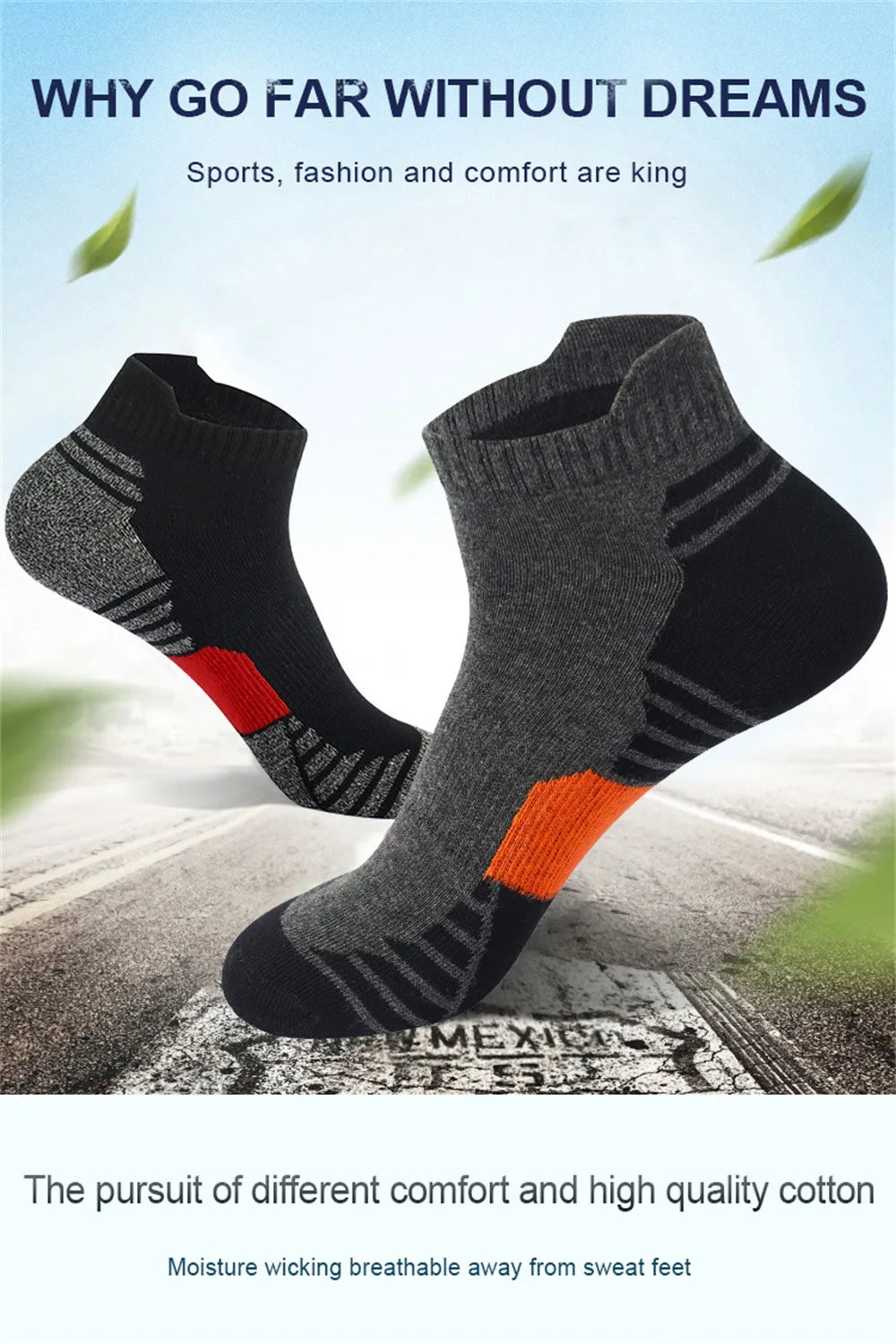 Men's Ankle Running Socks – 5-Pair Pack, Breathable & Sweat-Absorbing Sport Socks