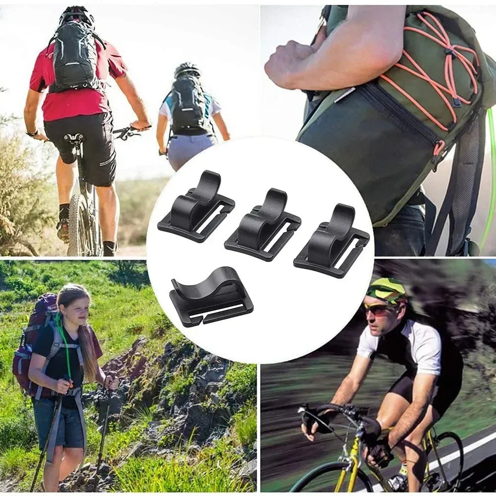 Rotatable Hydration Tube Webbing Clips – 2 or 4 Pack Hose Holder for Running & Hiking Packs