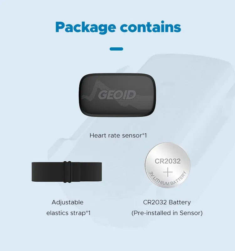 GEOID HS500 Heart Rate Monitor with Chest Strap & LED Indicator – Dual Mode ANT+ & Bluetooth Sensor for Running, Cycling & Fitness | RUNGEAR