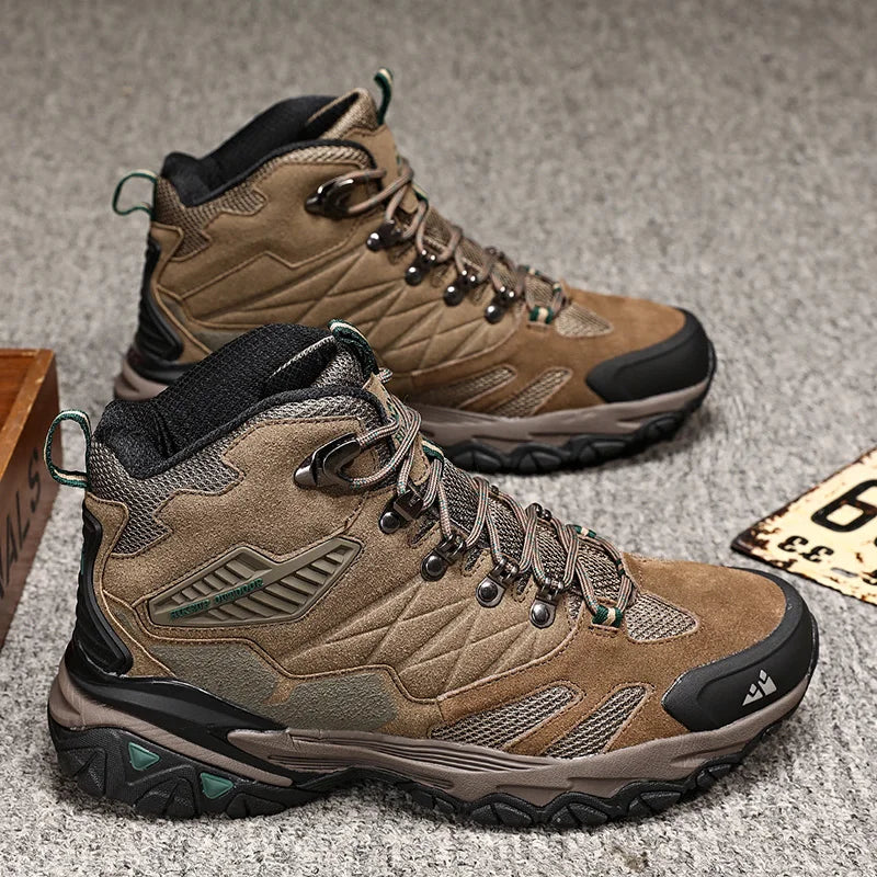 Men's Hiking Shoes: Winter Resistant, Suede, High-Top Hiking Boots / Rungear