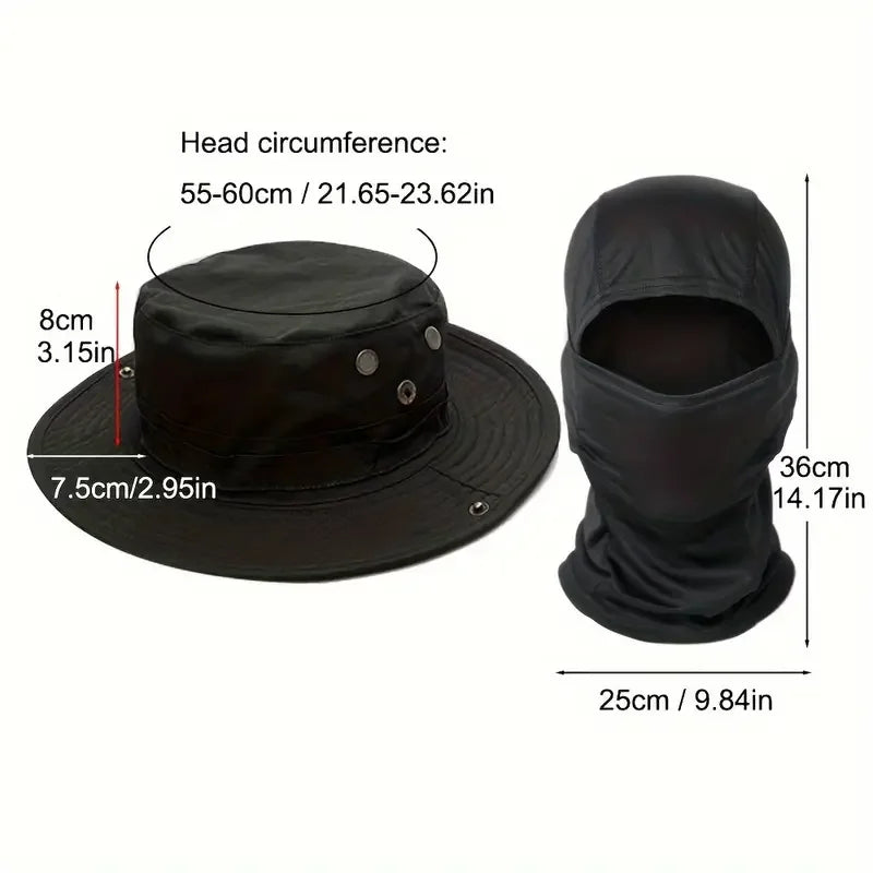 Camouflage Boonie Hat with Integrated Balaclava – Wide Brim, Foldable, UV Protection | Hunting, Fishing & Outdoor | 8 Camo Patterns