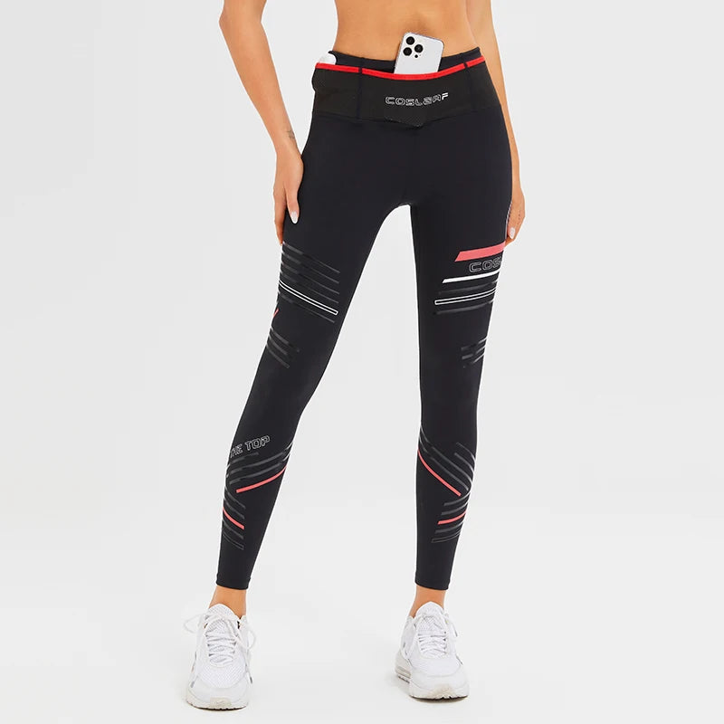 Women's Compression Apparel: Printed High Waisted Workout Pants With Pockets / Rungear