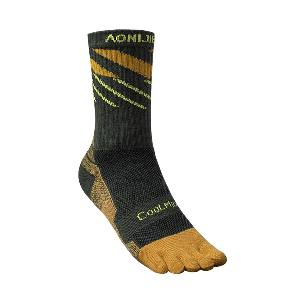 AONIJIE Long Tube Toe Socks – Warm, Breathable Five-Finger Running Socks for Hiking and Camping