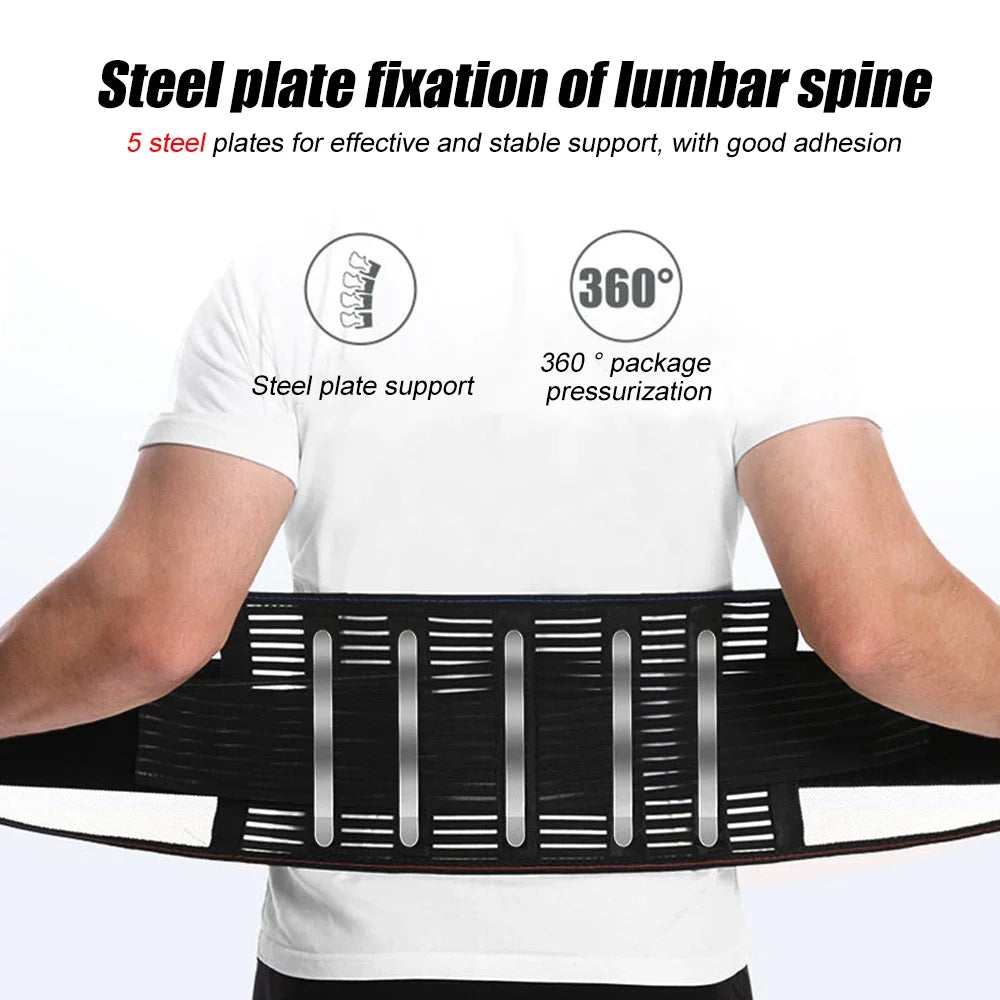 Lumbar Back Brace Support Belt | Breathable Anti-Skid with 5 Stays | Heating & Ventilate