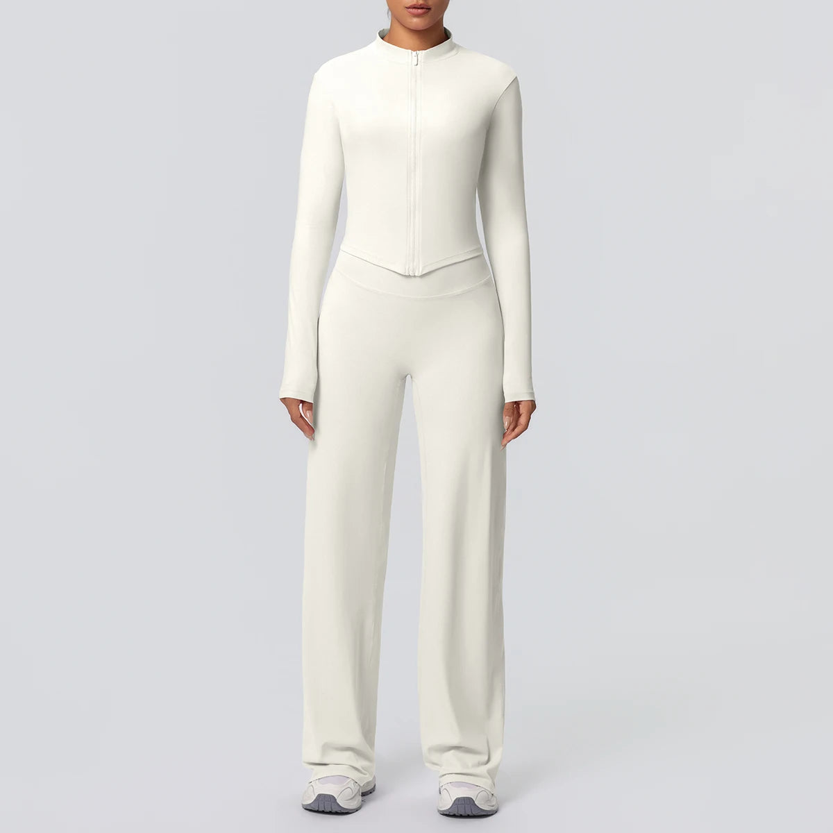 Women's Quick Dry Apparel: 2PC Long Sleeve, High Waisted, Wide Leg, Sports Fitness Clothing Set / Rungear