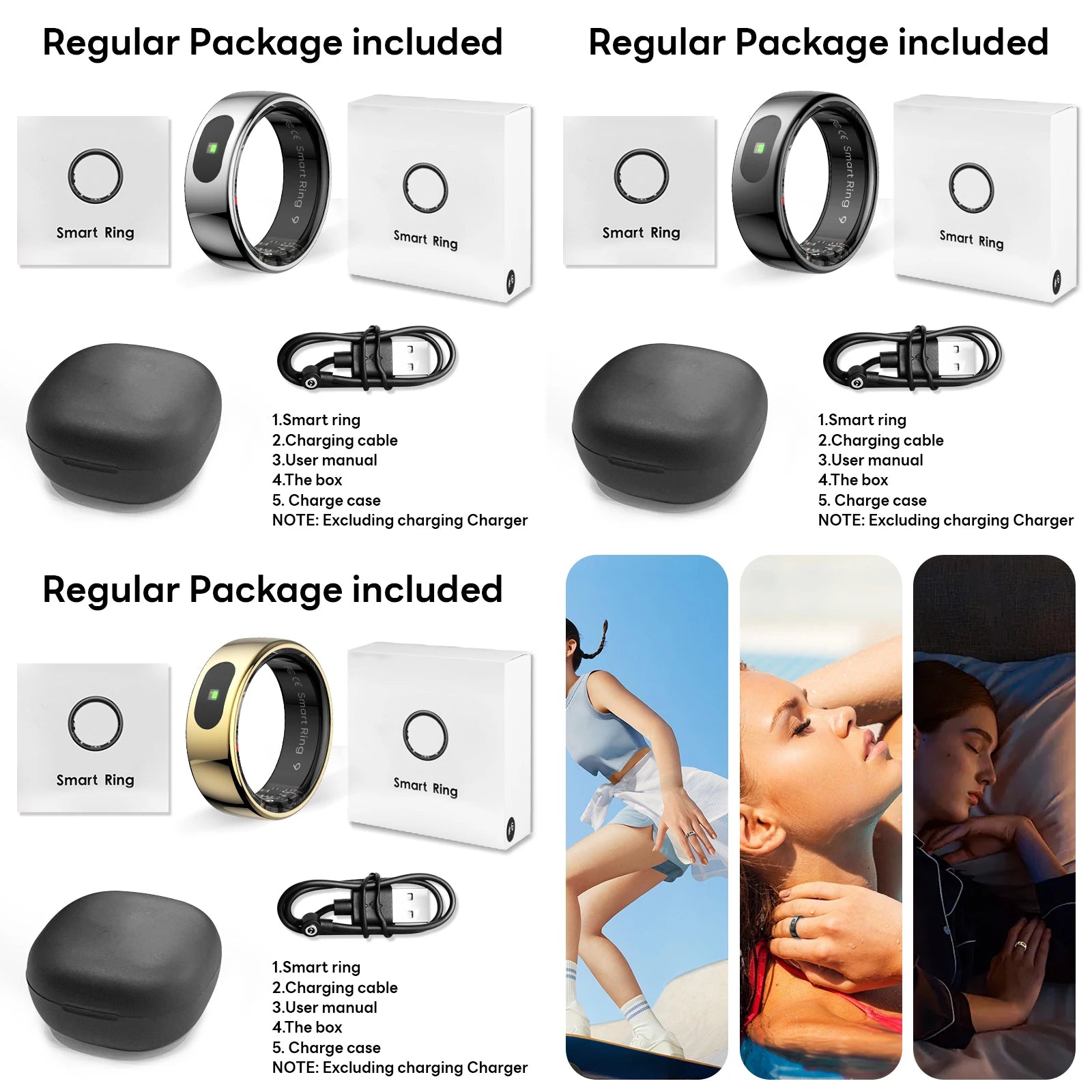 NEW R08 Unisex Smart Ring with Charging Case Health and Sleep Monitor 5ATM Waterproof Multi Sport Mode Heart Rate Monitoring