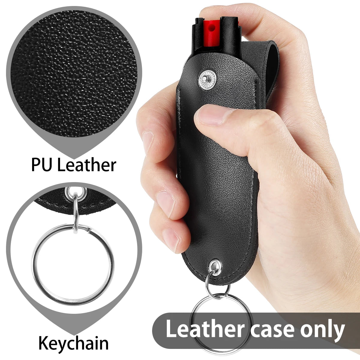 Safety Gear Accessories: PU Leather, Mini Portable Pepper Spray Keychain Pouch for Self Defense / Rungear