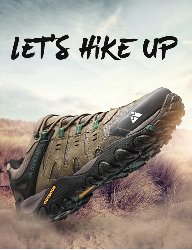 Hiking Shoe Gear: HIKEUP Men's Suede Leather, Wear-Resistant Hiking, Walking, Hunting Outdoor Shoes / Rungear