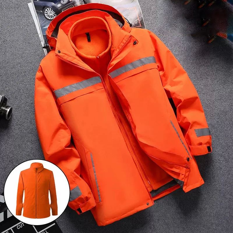 Plus Size High Visibility Waterproof Windproof Safety Jacket Reflective with Detachable Liner
