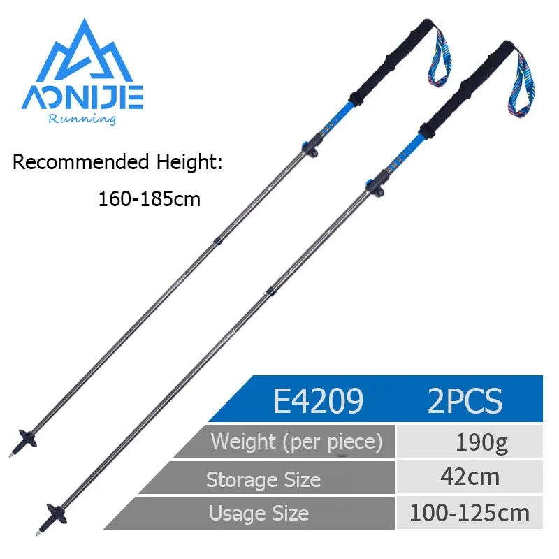 AONIJIE E4201 Lightweight Folding Trekking Poles – Carbon Fiber Quick Lock Trail Running Stick