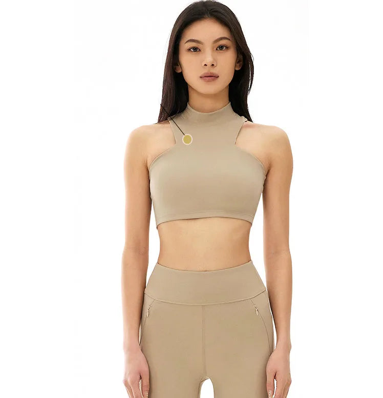 Women's High Neck Compression Sports Bra | Quick Dry, Elastic Back | RUNGEAR