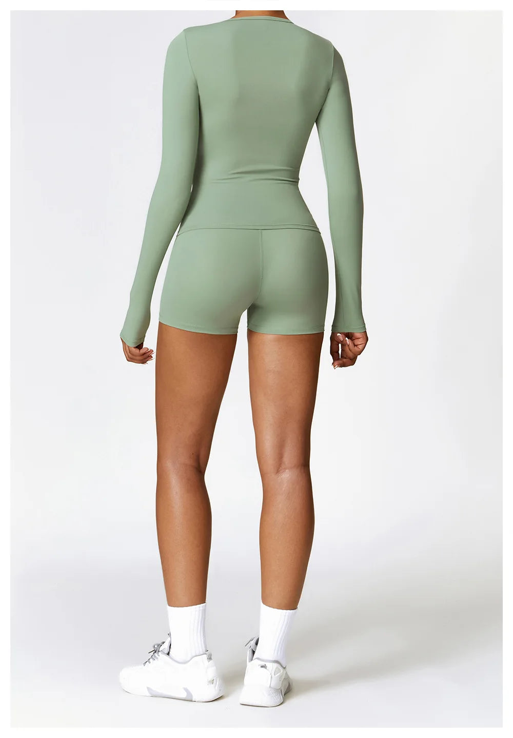 Women's Quick Dry Apparel: Breathable, Long Sleeved, Round Neck, Crop Top Workout Running, Hiking Set / Rungear