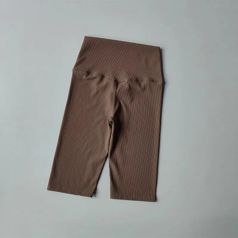 Women's Activewear Apparel: Solid Colour, Ribbed, High Waisted Fitness Sport Shorts / Rungear