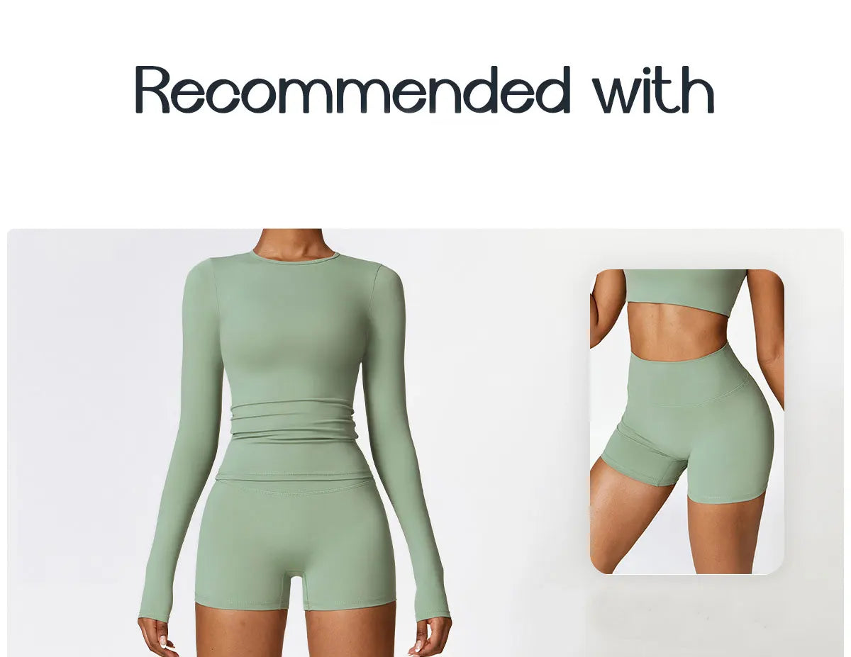 Women's Quick Dry Apparel: Breathable, Long Sleeved, Round Neck, Crop Top Workout Running, Hiking Set / Rungear
