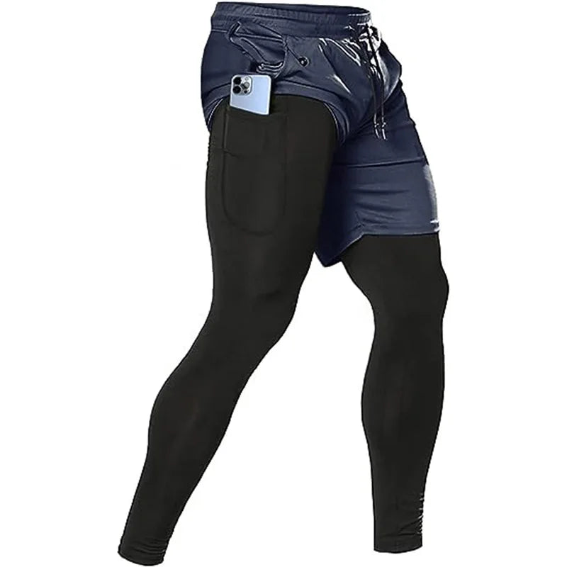 Men's Activewear Apparel: 2 in1 Training Athletic, Workout, Sportswear Tracksuit Pants / Rungear