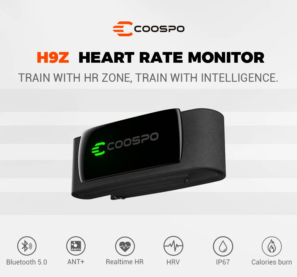 COOSPO H9Z Heart Rate Monitor Chest Strap | Bluetooth 5.0 & ANT+ | IP67 Waterproof