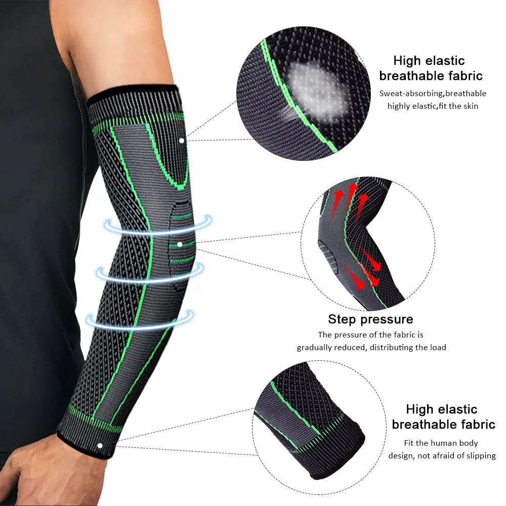 Arm Compression Sleeves for Tendonitis & Tennis Elbow – Sports Elbow Support for Bodybuilding, Gym & All Sports | 2 Pack
