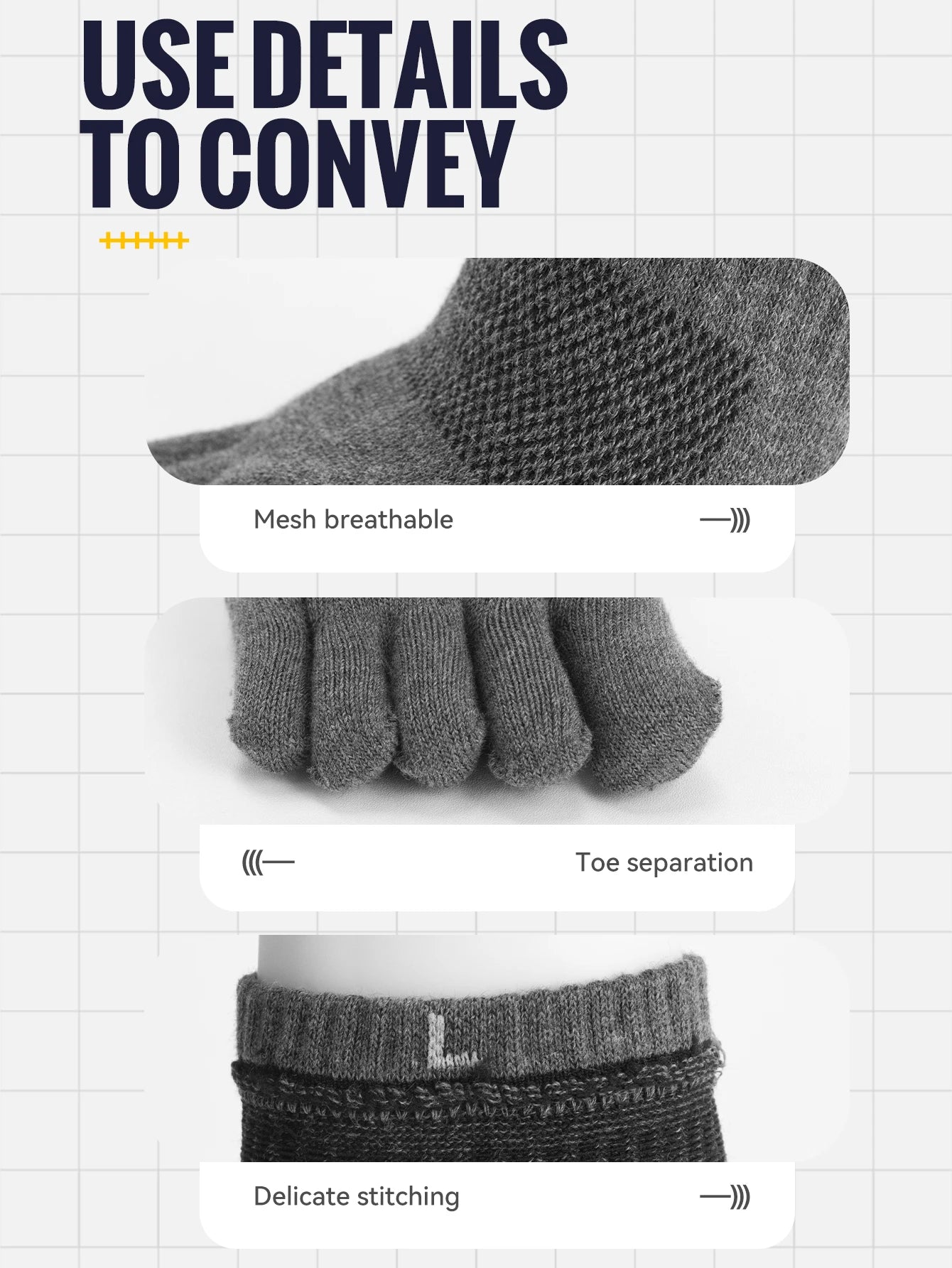 Five Finger Toe Socks | Arch Support Running Socks with Moisture-Wicking Cotton | 1, 2 or 3 Pairs