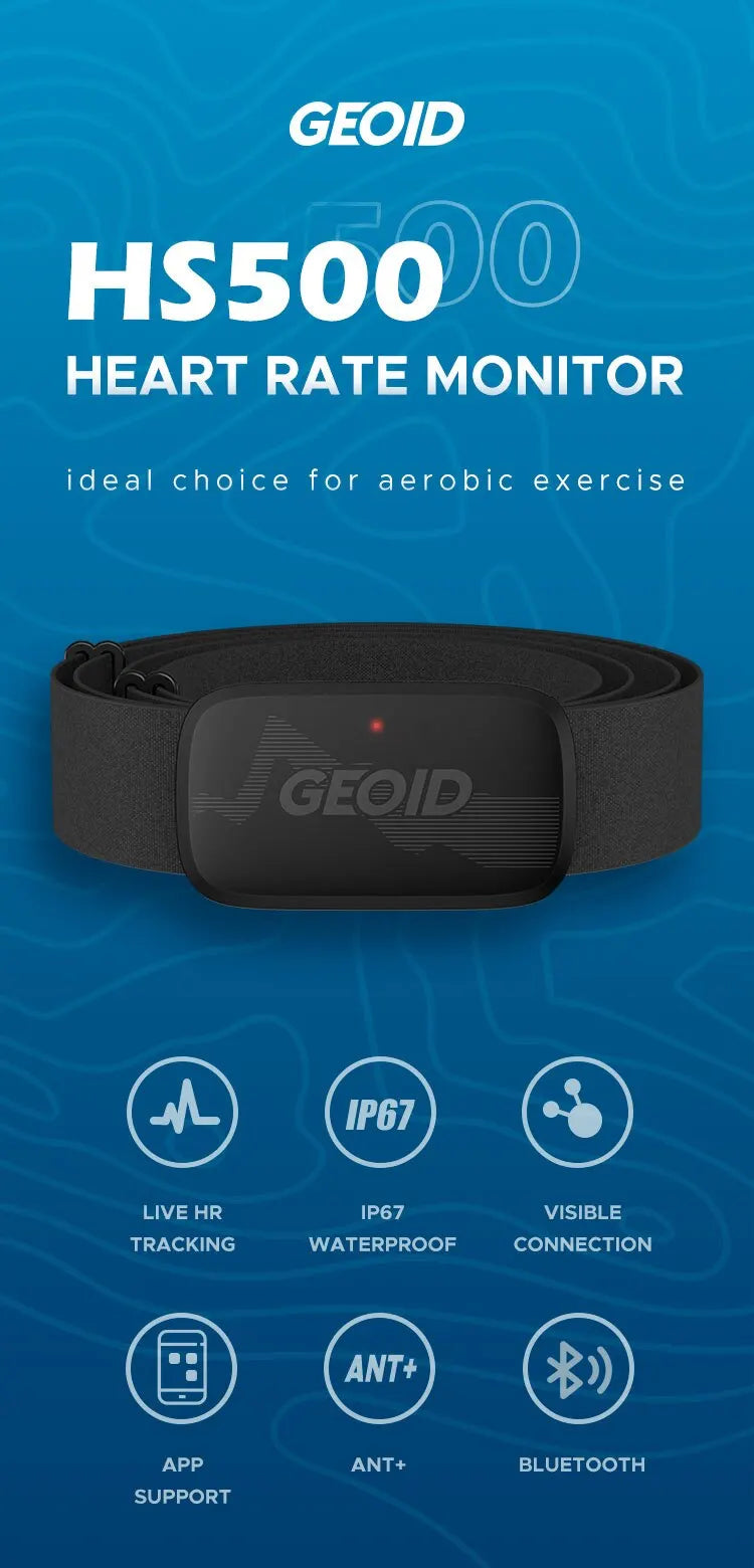 GEOID HS500 Heart Rate Monitor with Chest Strap & LED Indicator – Dual Mode ANT+ & Bluetooth Sensor for Running, Cycling & Fitness | RUNGEAR