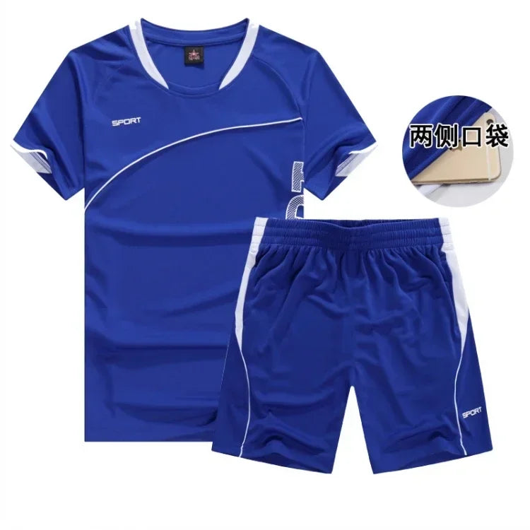 Men's 2-Piece Running Sports Set – Short Sleeve Jersey & Shorts | Gym, Football & Fitness