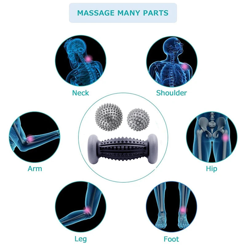Spiky Massage Ball & Foot Roller Set | Deep Tissue Relief for Feet, Shoulders & Legs