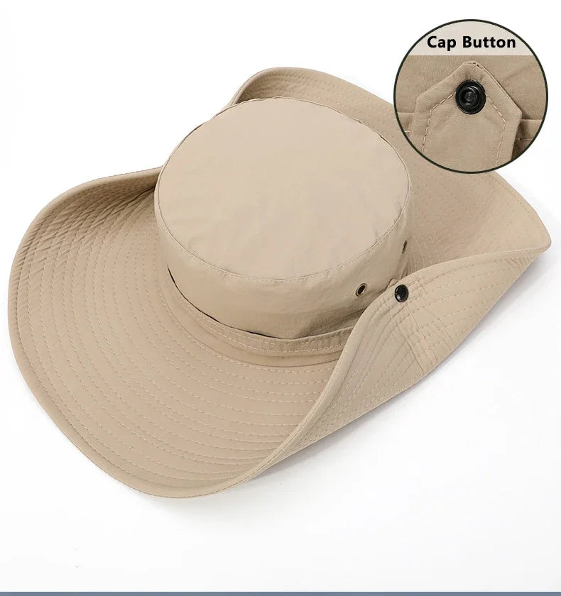 Unisex Wide Brim UV Sun Hat | Breathable Mesh Boonie for Hiking & Fishing