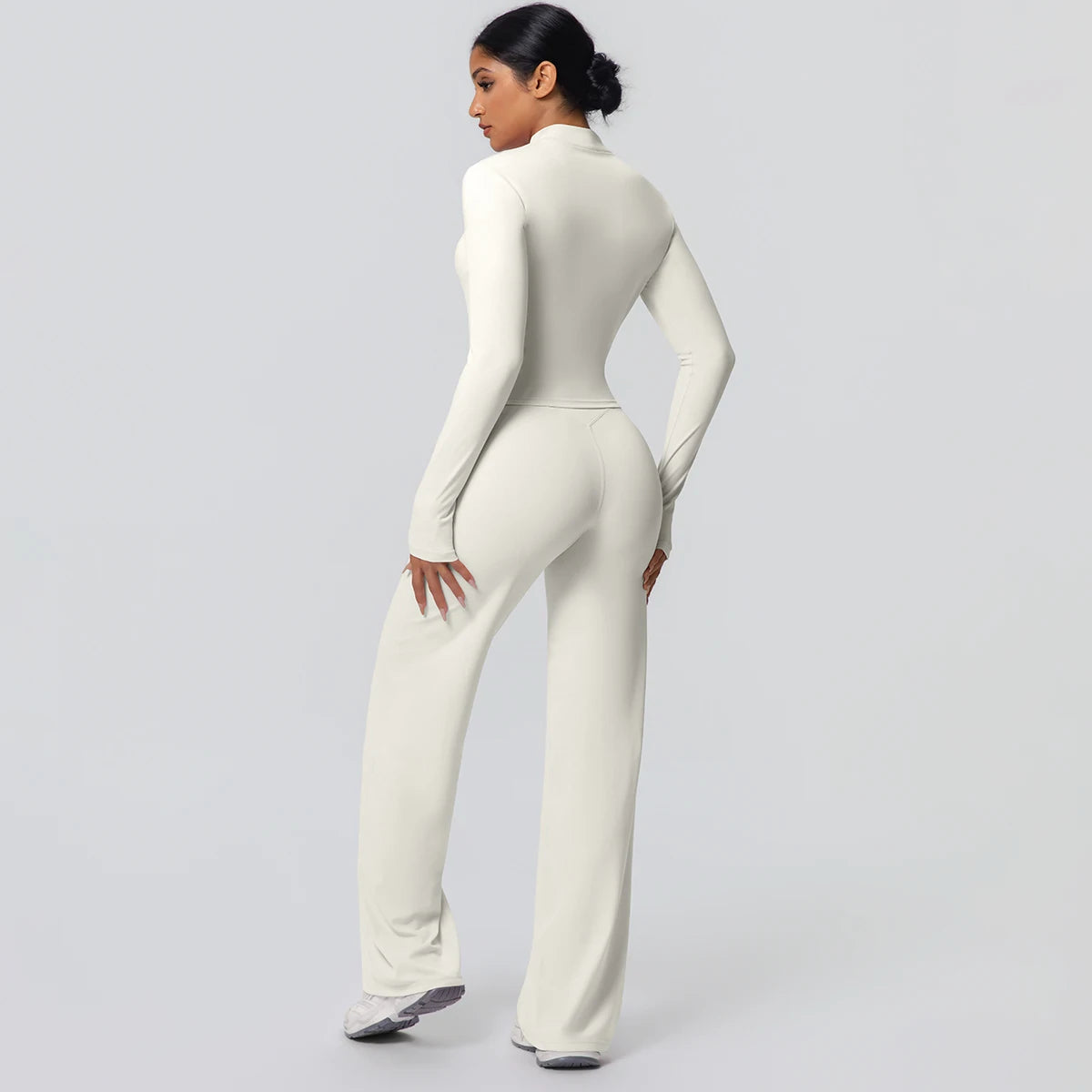 Women's Quick Dry Apparel: 2PC Long Sleeve, High Waisted, Wide Leg, Sports Fitness Clothing Set / Rungear